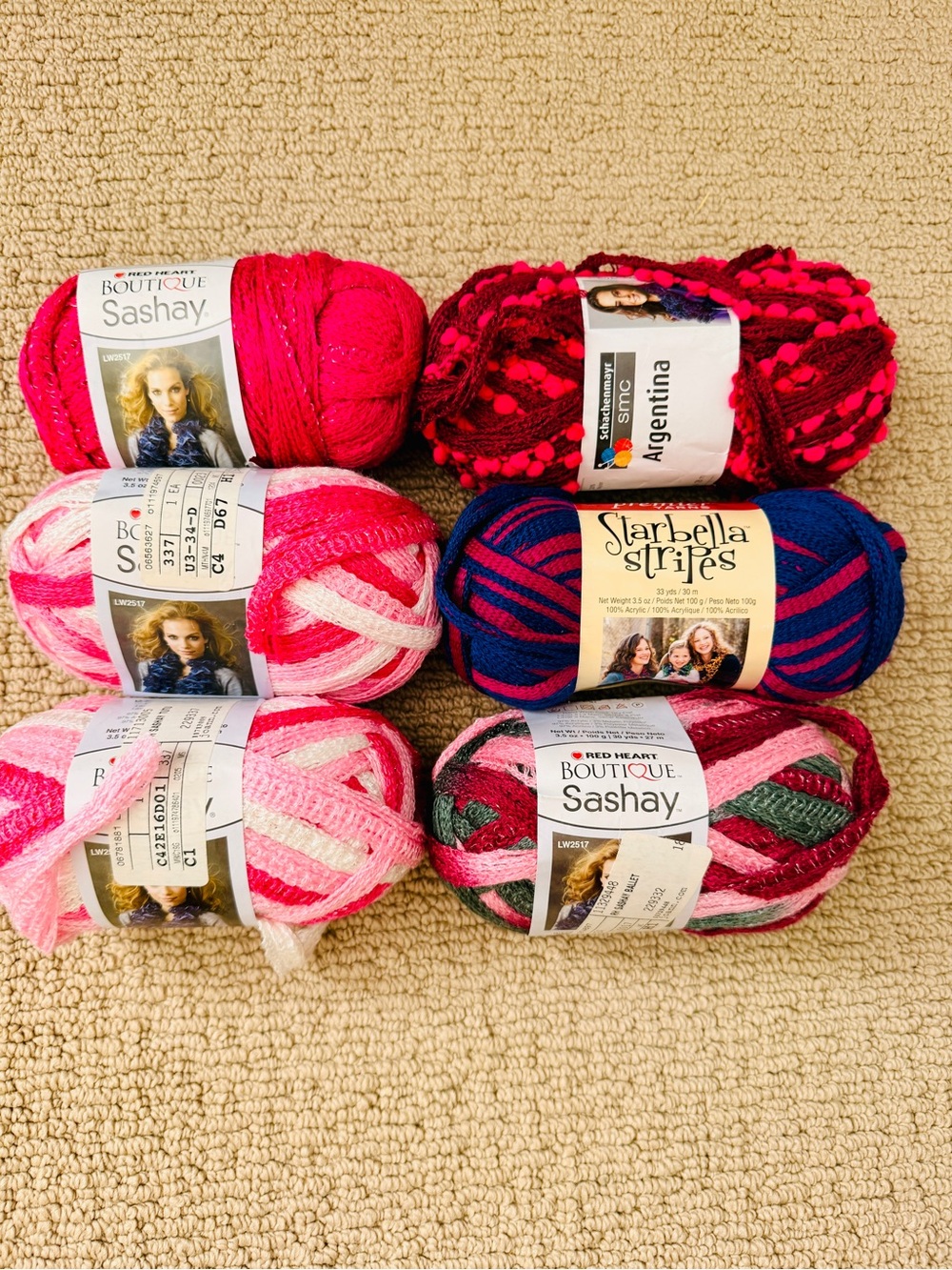 Lot of Pinks Yarn Bundles - Boutique Sashay + Starbella Stripes
